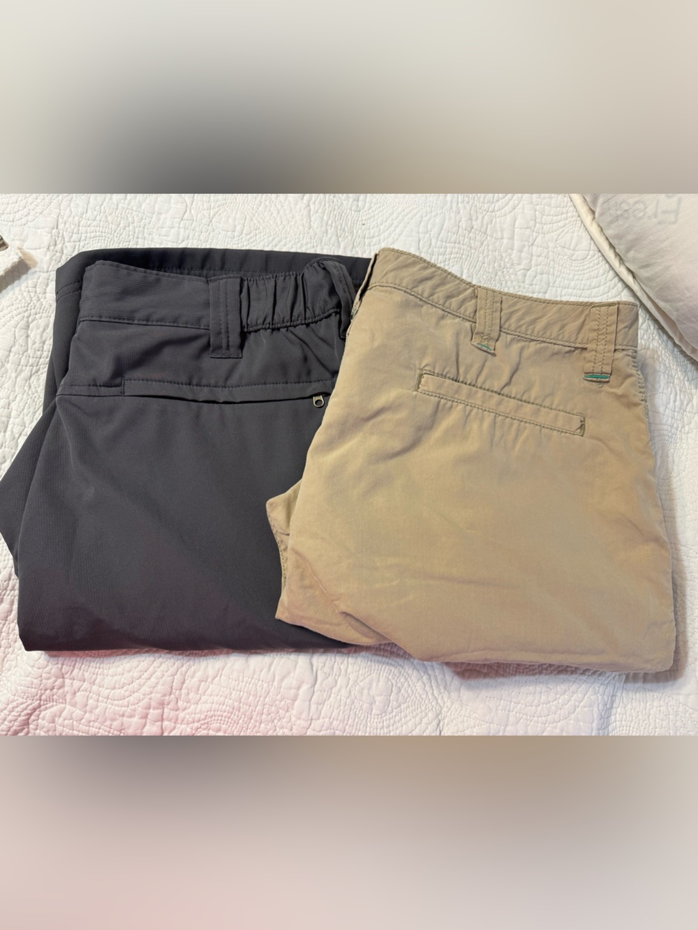 Bundle of 2 pair Men’s Cotton-Blend Cargo - Gray and Khaki 36 waist